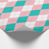 Blauwgroen Roze Dk Grijs Wht XL Argyle Cadeaupapier (Hoek)