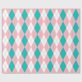 Blauwgroen Roze Dk Grijs Wht XL Argyle Cadeaupapier (Vlak)