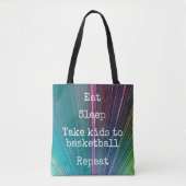 Blauwgroen Roze Eet Slaap Neem Kinder naar Basketb Tote Bag (Voorkant)