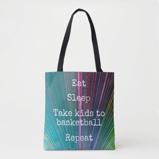 Blauwgroen Roze Eet Slaap Neem Kinder naar Basketb Tote Bag (Voorkant)