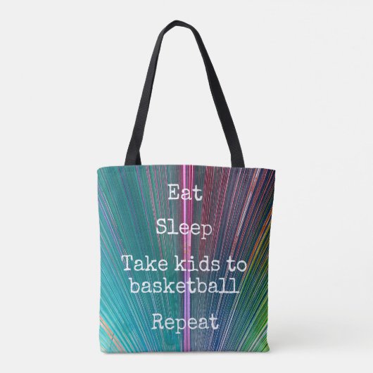 Blauwgroen Roze Eet Slaap Neem Kinder naar Basketb Tote Bag (Achterkant)