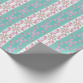 Blauwgroen roze en bruin strippellerpapier cadeaupapier