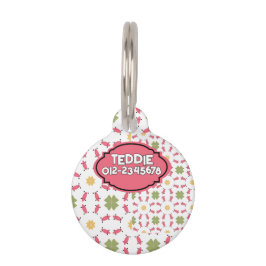 Blauwgroen roze en gouden Boho geometrisch patroon Huisdierpenning