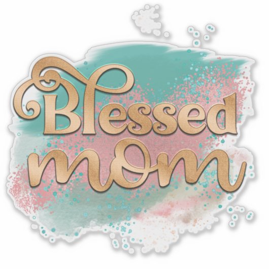 Blauwgroen roze en goudglitter-typografie zonder z sticker (Voorkant)