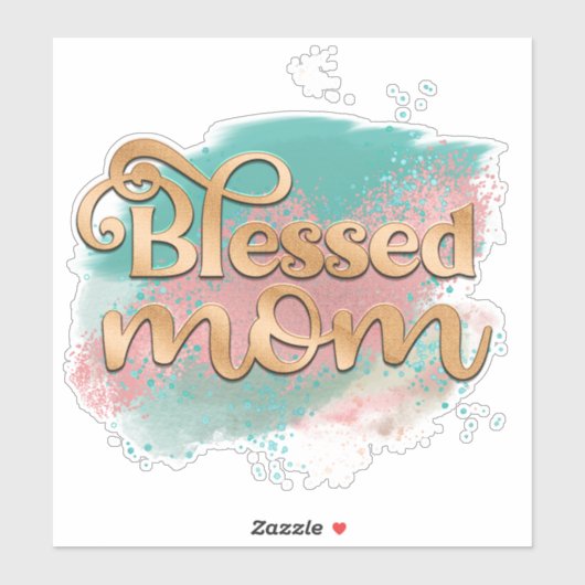 Blauwgroen roze en goudglitter-typografie zonder z sticker (Vel)