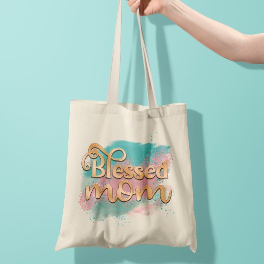 Blauwgroen roze en goudglitter-typografie zonder z tote bag