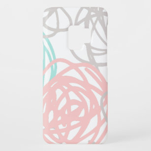 Blauwgroen Roze en Grijze Doodles Pattern Case-Mate Samsung Galaxy S9 Hoesje