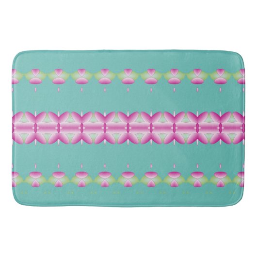 Blauwgroen Roze en Groene Patterned Mat (Voorkant)