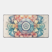 Blauwgroen Roze en Oranje Mandala Bureaumat (Voorkant)