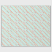 Blauwgroen roze en perzik cadeaupapier (Vlak)