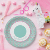 Blauwgroen Roze en Wit Papier Verjaardag Borden Papieren Bordje (Feest)