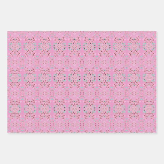  Blauwgroen Roze en Witte Bladdocument Geschenkoms Inpakpapier Vel (Voorkant 2)