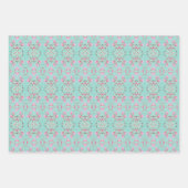  Blauwgroen Roze en Witte Bladdocument Geschenkoms Inpakpapier Vel (Voorkant 3)