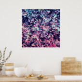 Blauwgroen, roze en zwart graniet-marmer poster (Keuken)