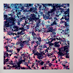 Blauwgroen, roze en zwart graniet-marmer poster