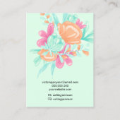 Blauwgroen roze florale logo sieraden oorbel ketti visitekaartje (Achterkant)