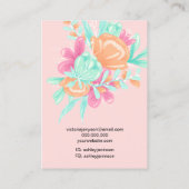 Blauwgroen roze florale logo sieraden oorbel ketti visitekaartje (Achterkant)