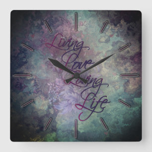 Blauwgroen roze geel plantsteen met levenslange re vierkante klok