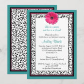 Blauwgroen roze Gerbera Daisy Bridal Shower Kaart (Voorkant / Achterkant)