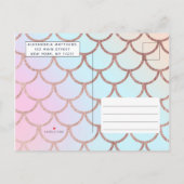 Blauwgroen roze glam Glitter Mermaid Tail Pool Bir Uitnodiging Briefkaart (Achterkant)