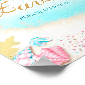 Blauwgroen Roze Gouden Glitter Zeemeermin Staart F Poster (Hoek)