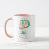 Blauwgroen roze goudWaterverf Floral Monogram P Mok (Links)