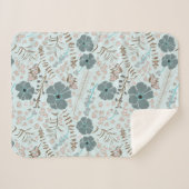 Blauwgroen roze grijze stromende bloemen afdrukken sherpa deken (Voorkant (horizontaal))