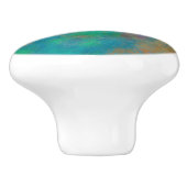 Blauwgroen roze groene kunstgroen gouden patroon keramische knop (Zijkant)