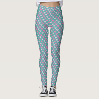 Blauwgroen & Roze Hart Leggings