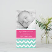 Blauwgroen Roze Hartelijk dank Baby shower Fotokaa Bedankkaart (Staand voorkant)