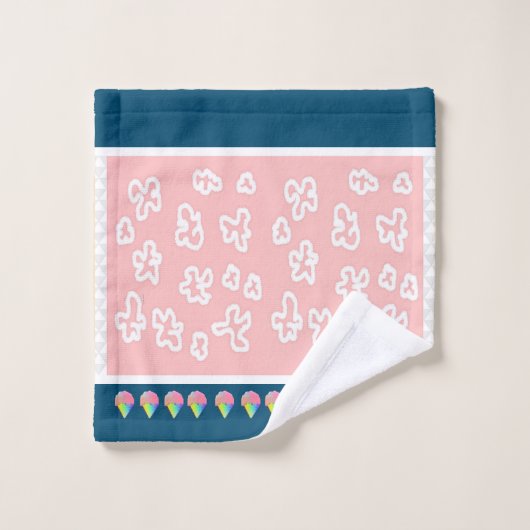 Blauwgroen + Roze + Ice Cream Kegels Badhanddoek S Bad Handdoek (Wasdoekje)