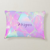 Blauwgroen & Roze iriserend ontwerp, scriptnaam Accent Kussen (Achterkant)