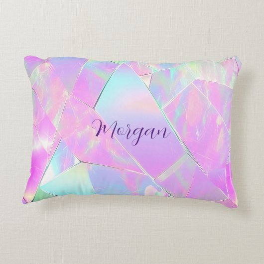 Blauwgroen & Roze iriserend ontwerp, scriptnaam Accent Kussen (Achterkant)