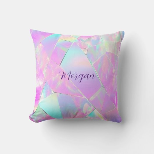 Blauwgroen & Roze iriserend ontwerp, scriptnaam Kussen (Voorkant)