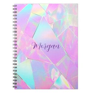 Blauwgroen & Roze iriserend ontwerp, scriptnaam Notitieboek