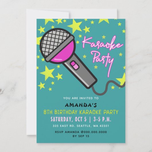 Blauwgroen roze kinderen van afgelopen dag Karaoke Kaart (Voorkant)