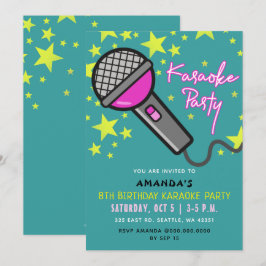 Blauwgroen roze kinderen van afgelopen dag Karaoke Kaart