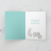 Blauwgroen roze konijnenkrans Pasen Kaart (Binnen)