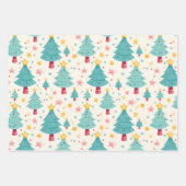 Blauwgroen roze leuke kerstbomen inpakpapier vel (Voorkant 2)