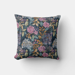  blauwgroen roze luipaard hoofd kussen