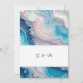 Blauwgroen Roze Marmeren Agaat Zomerbruiloft Kaart (Achterkant)