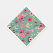 Blauwgroen Roze Modern Floral Pattern Party Servet (Hoek)
