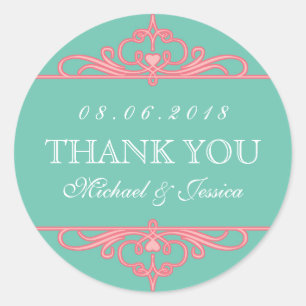 Blauwgroen roze   Ornament Weddenschappen Ronde Sticker