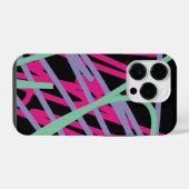 Blauwgroen roze Paarse 80s Festive Pattern Multico iPhone Hoesje (Achterkant horizontaal)