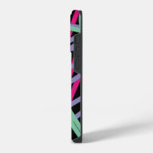 Blauwgroen roze Paarse 80s Festive Pattern Multico iPhone Hoesje (Linkerkant)