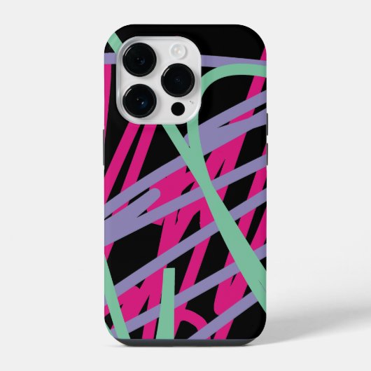 Blauwgroen roze Paarse 80s Festive Pattern Multico iPhone Hoesje (Achterkant)