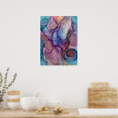 Blauwgroen, roze, Paarse en goudAbstracte Alcohol  Poster (Keuken)