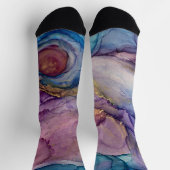 Blauwgroen, roze, Paarse en goudAbstracte Alcohol  Sokken (Top)