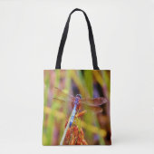 Blauwgroen roze Paarse libellen met naam Tote Bag (Voorkant)