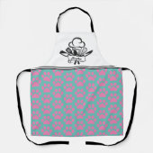 Blauwgroen & Roze Paws Gepersonaliseerd Schort (Voorkant)